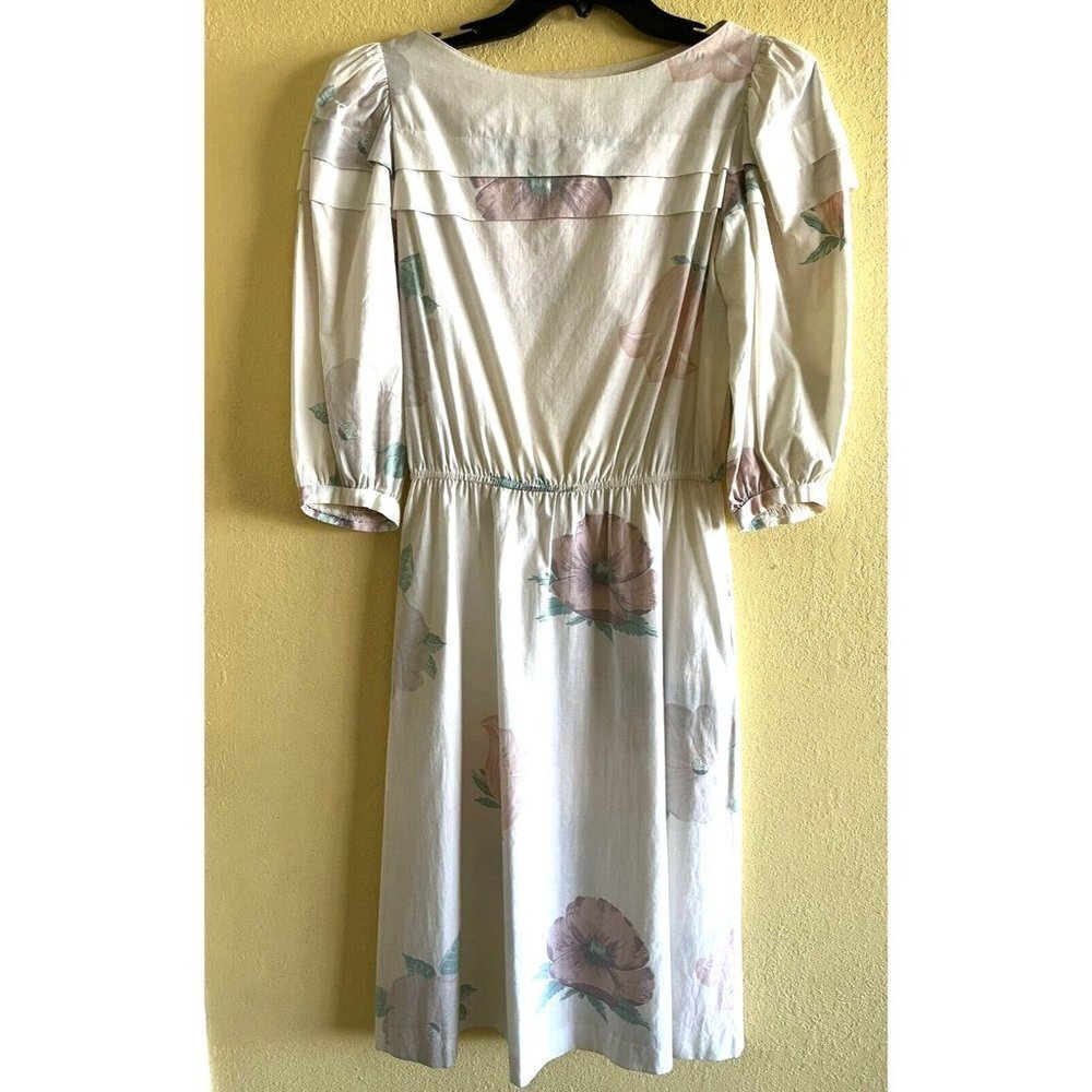 Carol Anderson Vintage modest dress prim proper floral cotton size Medium pastel